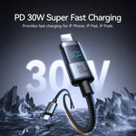 JOYROOM S-A16 Pro 프리즘 시리즈 30W 디지털 디스플레이 Type-C to 8핀 고속 충전 데이터 케이블, 길이: 1.2m, Type-C to 8핀