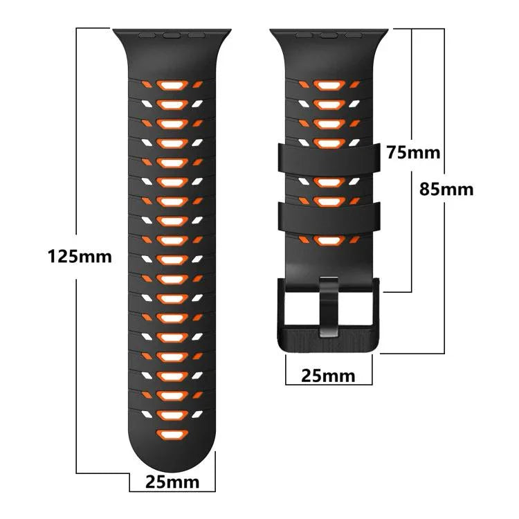 사다리꼴 투톤 실리콘 시계줄, 애플 워치 46mm / 49mm / 45mm / 44mm용