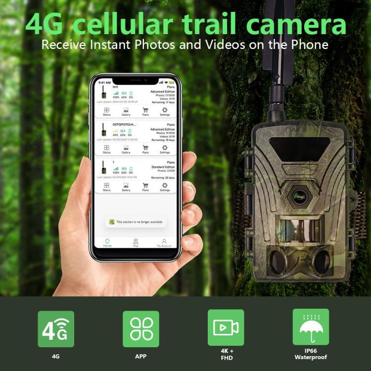 PR802G 4G EU 버전 4K HD 야간 투시 적외선 모션 감지 사냥 카메라, PR802G