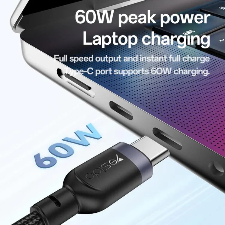 Yesido CA136C 60W USB-C / 타입-C to 타입-C & 아이워치 2-in-1 충전 케이블, CA136C