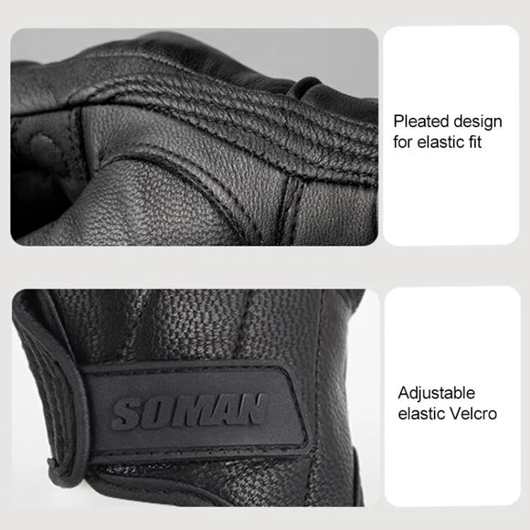 SOMAN MG-24 오토바이 양가죽 장갑 터치스크린 오프로드 승마 복고풍 장갑, M, L, XL, XXL