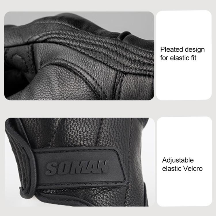 SOMAN MG-24 오토바이 양가죽 장갑 터치스크린 오프로드 승마 복고풍 장갑, M, L, XL, XXL