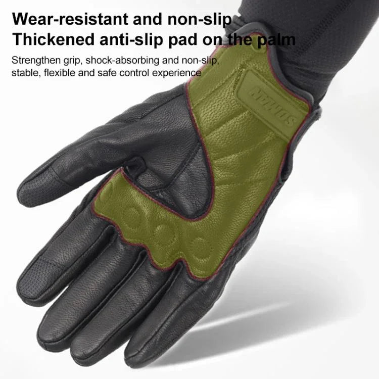 SOMAN MG-24 오토바이 양가죽 장갑 터치스크린 오프로드 승마 복고풍 장갑, M, L, XL, XXL