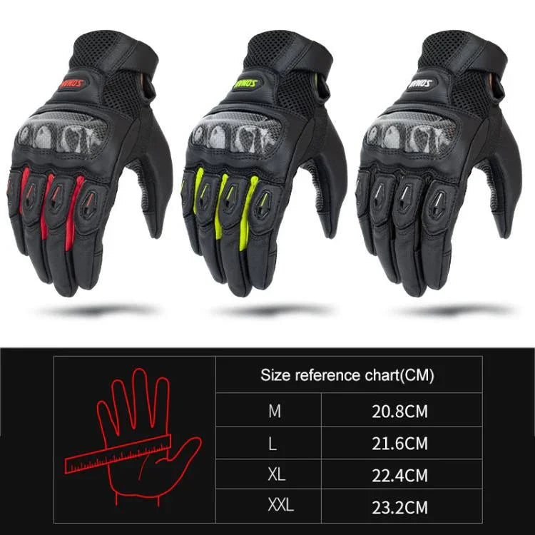 SOMAN MG21 오토바이 양가죽 탄소 섬유 장갑 오프로드 승마 미끄럼 방지 장갑, M, L, XL, XXL