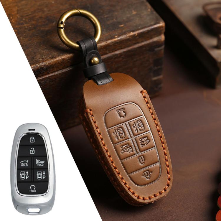 For Hyundai Staria / Sonata 7-button B124 Crazy Horse Cowhide Car Key Protection Cover, For Hyundai Staria 7-button, For Hyundai Staria / Sonata 7-button