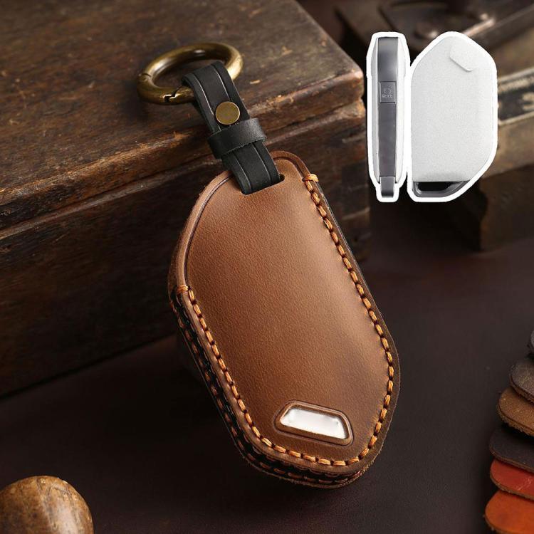 For Kia K3 / K5 2024 Hallmo Crazy Horse Cowhide Car Key Protection Cover, For Kia K3 5-button, For Kia K3 6-button, For Kia K3 7-button, For Kia K3 8-button, For Kia K3 9-button
