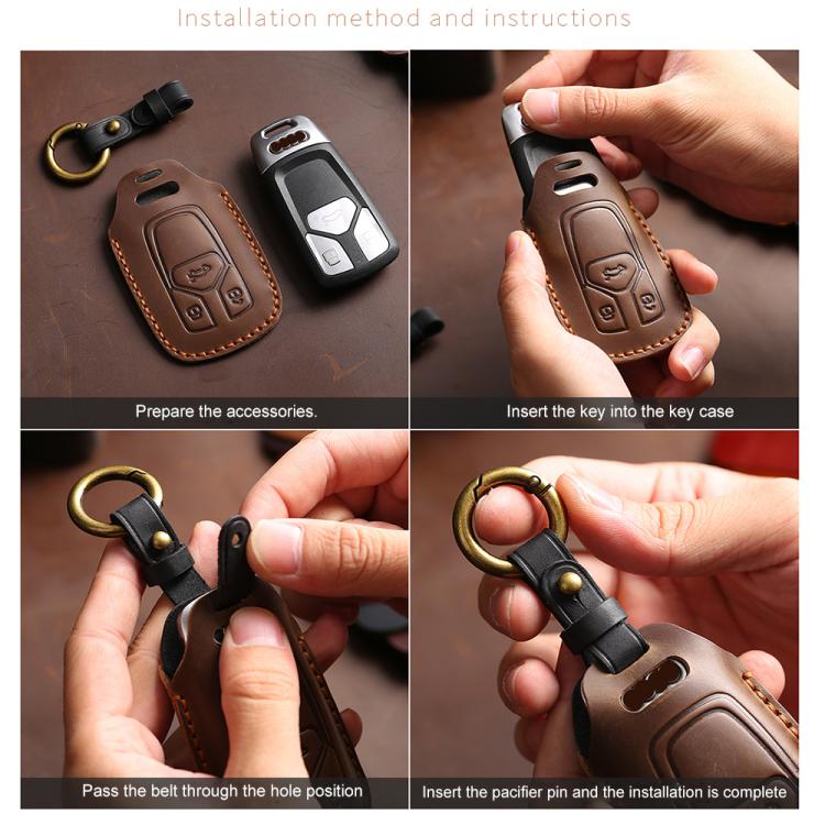 For Toyota Alphard Hallmo Crazy Horse Cowhide Car Key Protection Cover, For Toyota Alphard 4-button, For Toyota Alphard 5-button
