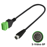S-Video 8 Pin Male to 5 Pin Female Bolt Screw with Shield Terminals Pluggable Type Adapter Cable, 0.3m