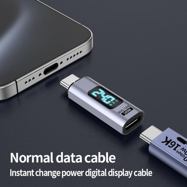 타입-C 수 to 암 PD240W 80Gbps 60K 디지털 자석 흡착 어댑터, 직선 헤드, 엘보 헤드