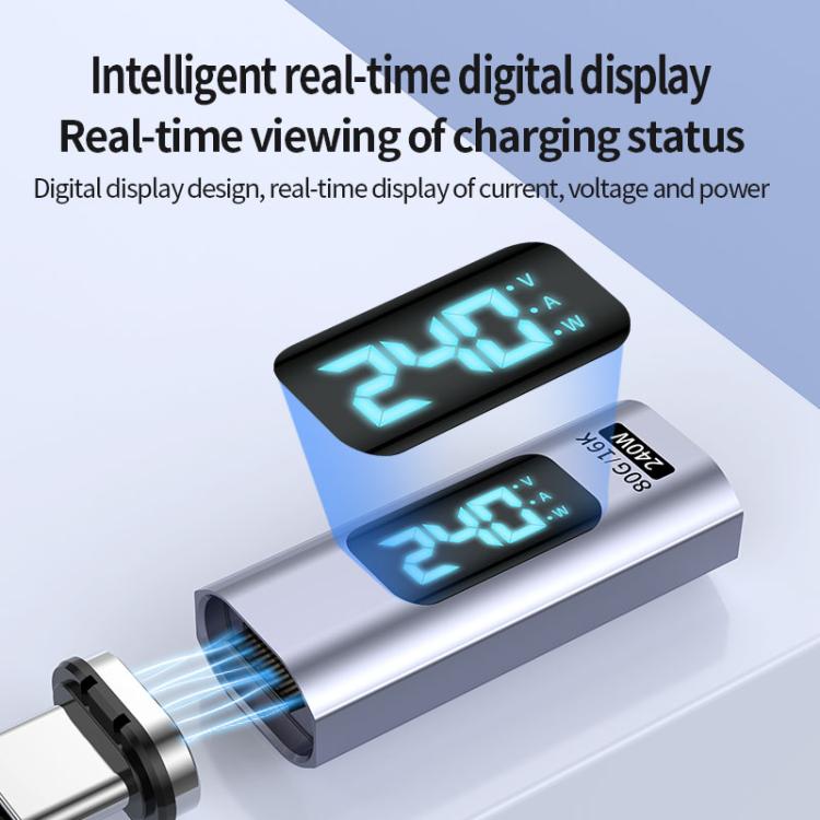 타입-C 수 to 암 PD240W 80Gbps 60K 디지털 자석 흡착 어댑터, 직선 헤드, 엘보 헤드
