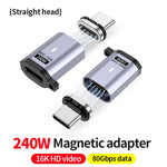 타입-C 수 to 암 PD240W 80Gbps 60K 자석 흡착 어댑터, 직선 헤드, 엘보 헤드, 사이드 엘보