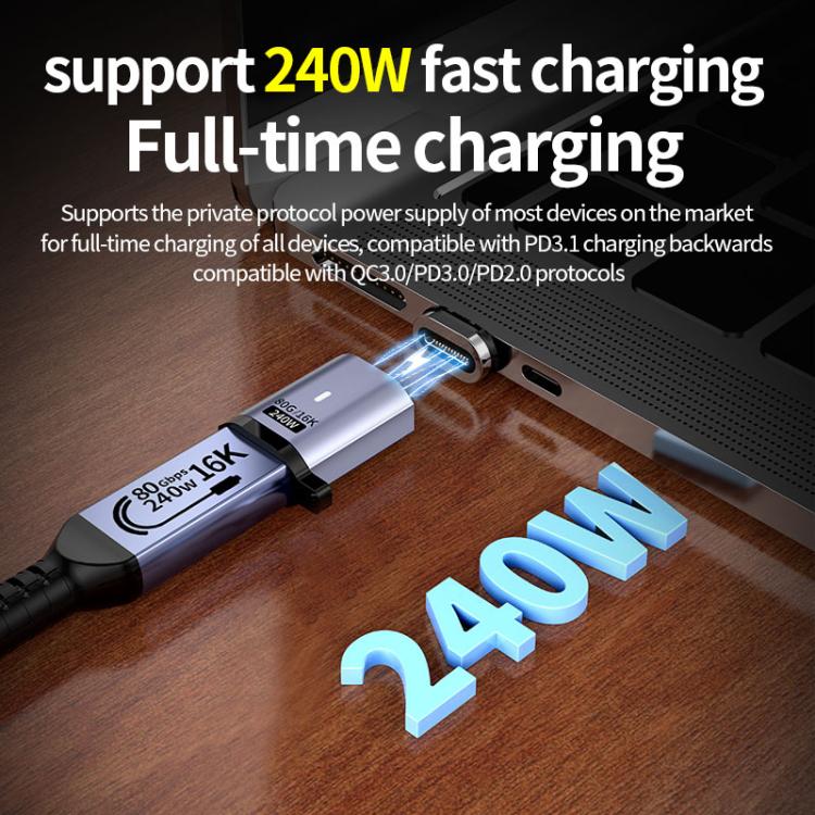 타입-C 수 to 암 PD240W 80Gbps 60K 자석 흡착 어댑터, 직선 헤드, 엘보 헤드, 사이드 엘보