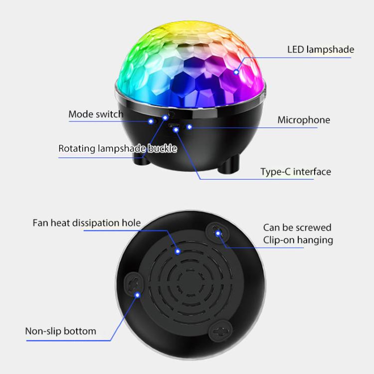 해바라기 매직 볼 라이트 LED RGB 회전 무대 램프, 음성 제어, 리모컨 제어