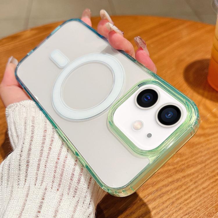 대비 색상 그라데이션 투명 MagSafe 휴대폰 케이스, 아이폰 11용, 아이폰 11 프로용