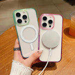 대비 색상 그라데이션 투명 MagSafe 휴대폰 케이스, 아이폰 11용, 아이폰 11 프로용