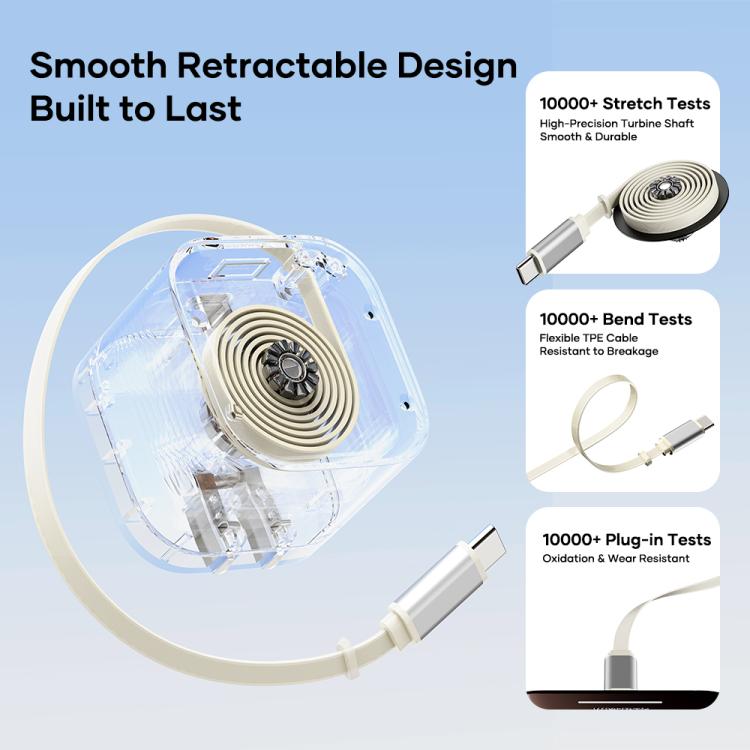 ROCK T90 PD35W Type-C Single Port GaN Wall Charger with Type-C Retractable Cable, UK Plug, EU Plug