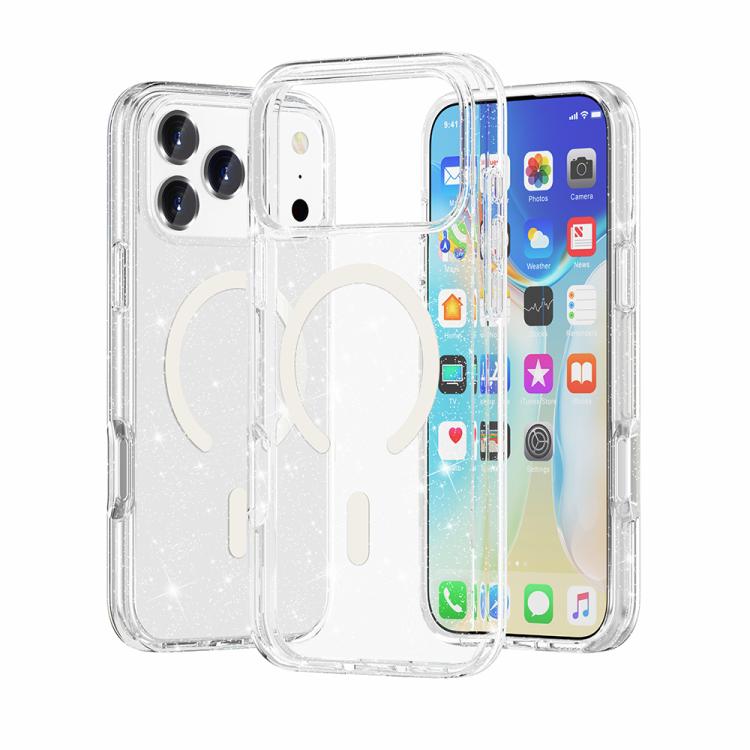 터미네이터 스타일 글리터 파우더 MagSafe 자석 휴대폰 케이스, 아이폰 17 프로 맥스용, 아이폰 17 프로용, 아이폰 17용, 아이폰 에어용