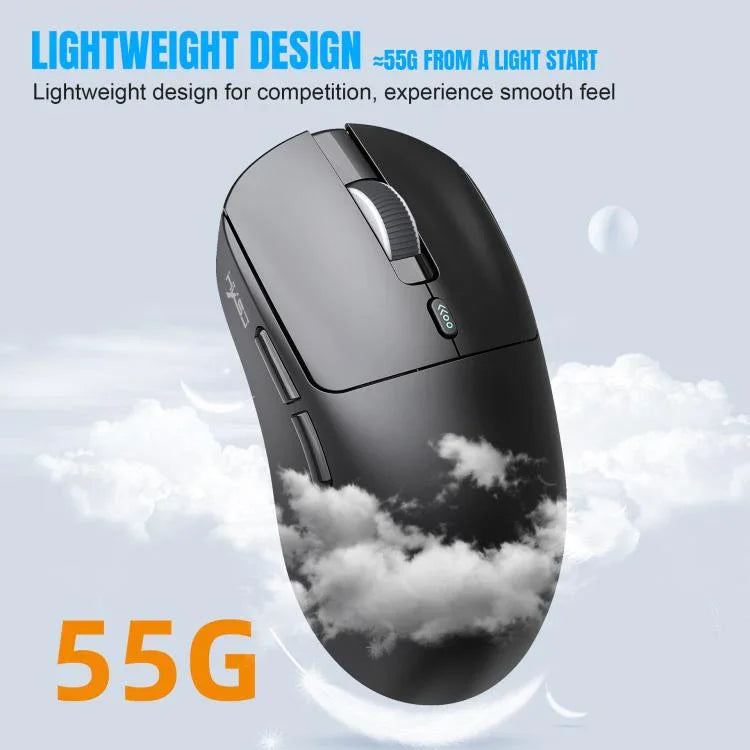HXSJ T68 3모드 유선 2.4G BT5.1 무선 경량 게이밍 마우스, T68