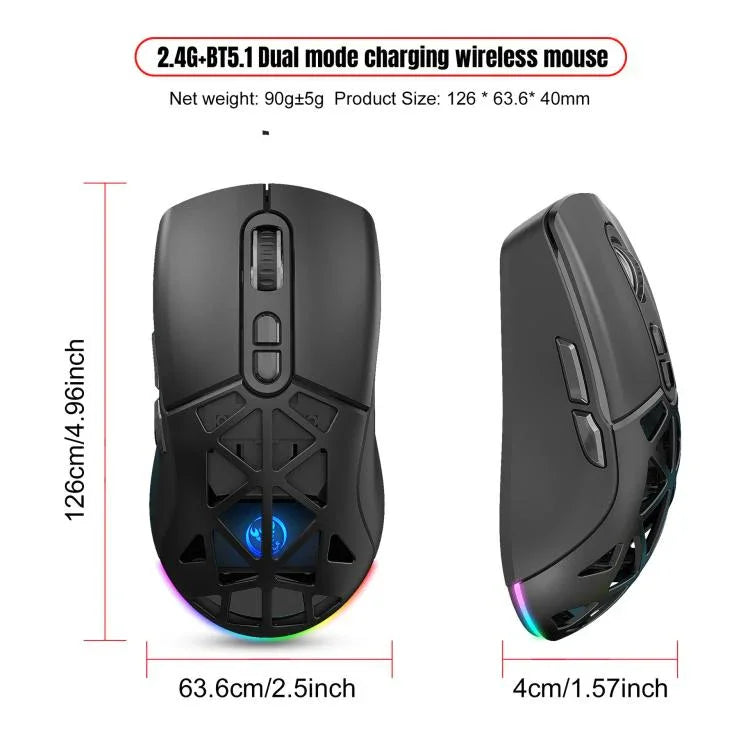 HXSJ T26 듀얼 모드 2.4G BT5.1 충전식 무선 마우스, T26