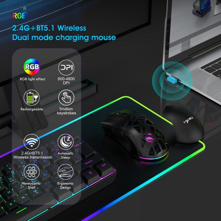 HXSJ T26 듀얼 모드 2.4G BT5.1 충전식 무선 마우스, T26