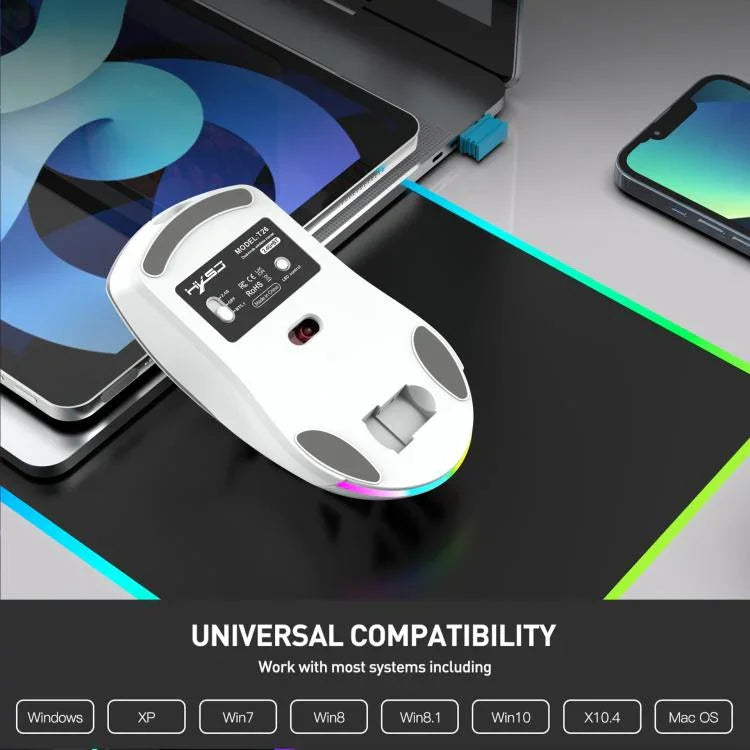 HXSJ T26 듀얼 모드 2.4G BT5.1 충전식 무선 마우스, T26