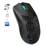 HXSJ T66 3모드 유선 2.4G BT5.3 무선 RGB 충전식 마우스, T66