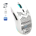 HXSJ T66 3모드 유선 2.4G BT5.3 무선 RGB 충전식 마우스, T66