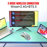 HXSJ T66 3모드 유선 2.4G BT5.3 무선 RGB 충전식 마우스, T66