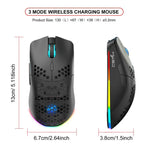 HXSJ T66 3모드 유선 2.4G BT5.3 무선 RGB 충전식 마우스, T66