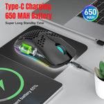 HXSJ T66 3모드 유선 2.4G BT5.3 무선 RGB 충전식 마우스, T66