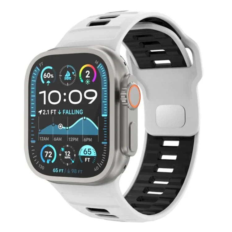 체커드 리버스 버클 실리콘 시계줄, 애플 워치 46mm / 49mm / 45mm / 44mm용