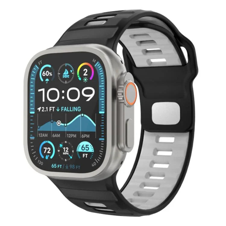 체커드 리버스 버클 실리콘 시계줄, 애플 워치 46mm / 49mm / 45mm / 44mm용