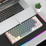 HXSJ V400 유선 컬러 매칭 RGB 백라이트 멤브레인 키보드 63키 캡, 케이블 길이: 1.7m, V400 베이지 + 그레이, V400 그레이 + 베이지, V400 베이지 + 그레이 + 오렌지, V400 그레이 + 베이지 + 오렌지