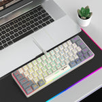 HXSJ V400 유선 컬러 매칭 RGB 백라이트 멤브레인 키보드 63키 캡, 케이블 길이: 1.7m, V400 베이지 + 그레이, V400 그레이 + 베이지, V400 베이지 + 그레이 + 오렌지, V400 그레이 + 베이지 + 오렌지
