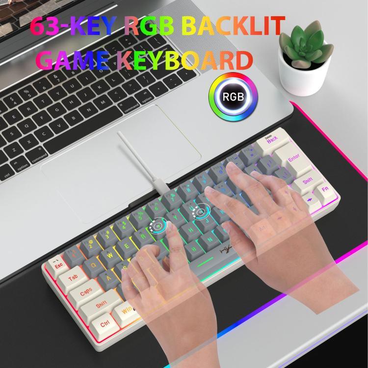 HXSJ V400 유선 컬러 매칭 RGB 백라이트 멤브레인 키보드 63키 캡, 케이블 길이: 1.7m, V400 베이지 + 그레이, V400 그레이 + 베이지, V400 베이지 + 그레이 + 오렌지, V400 그레이 + 베이지 + 오렌지