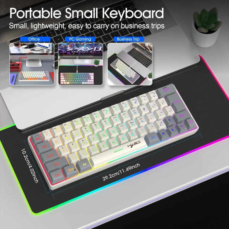 HXSJ V400 유선 컬러 매칭 RGB 백라이트 멤브레인 키보드 63키 캡, 케이블 길이: 1.7m, V400 베이지 + 그레이, V400 그레이 + 베이지, V400 베이지 + 그레이 + 오렌지, V400 그레이 + 베이지 + 오렌지