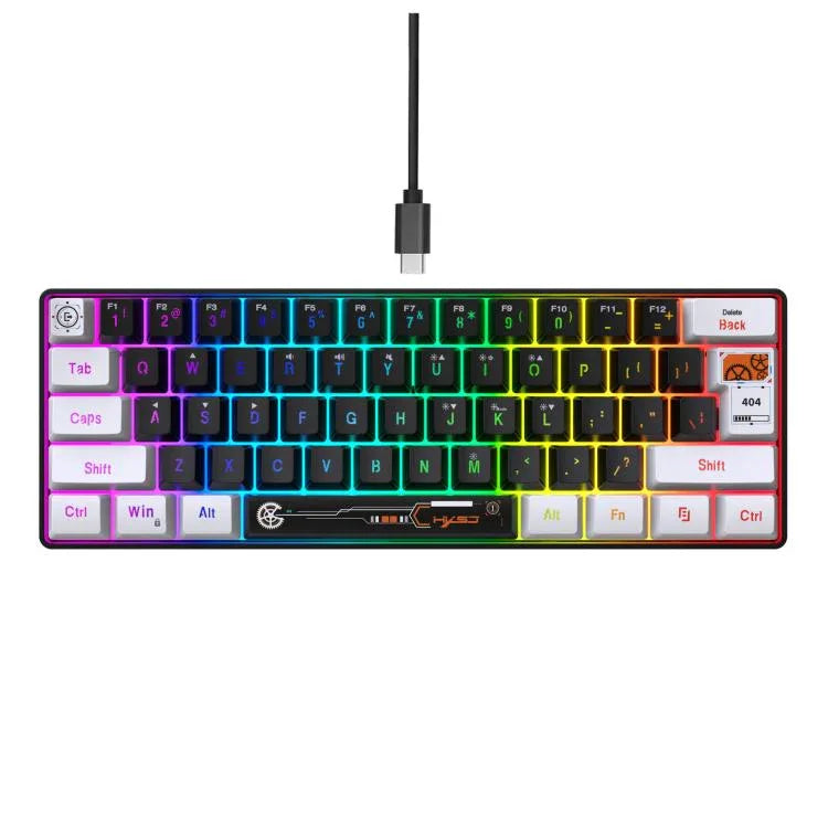 HXSJ V700WB 유선 RGB 백라이트 멤브레인 키보드 61키 캡, 케이블 길이: 1.7m, V700WB