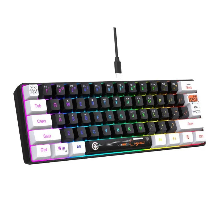 HXSJ V700WB 유선 RGB 백라이트 멤브레인 키보드 61키 캡, 케이블 길이: 1.7m, V700WB
