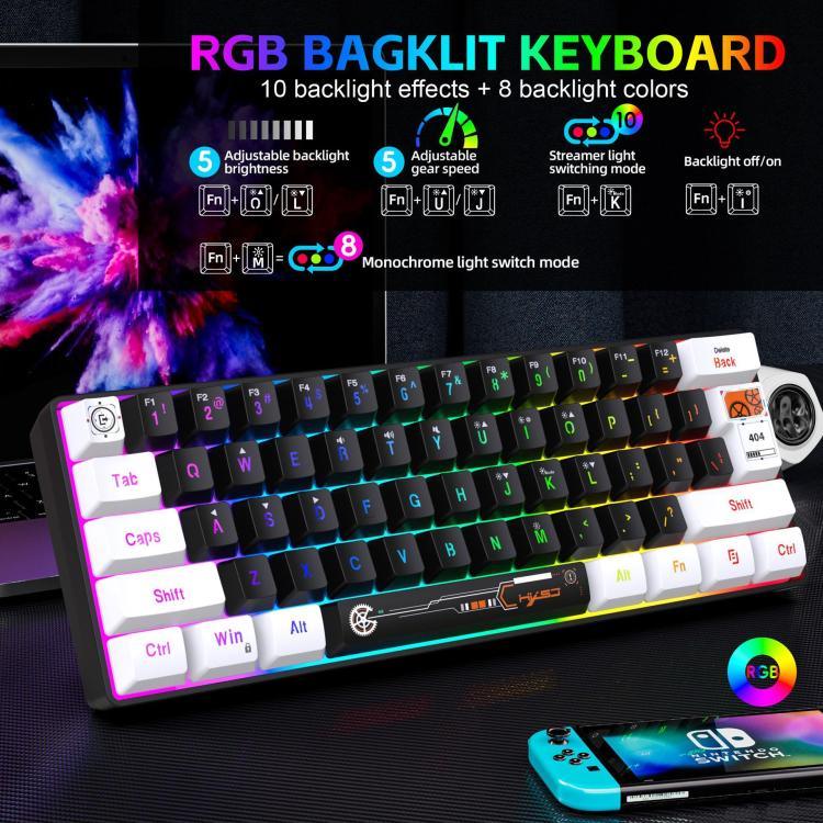HXSJ V700WB 유선 RGB 백라이트 멤브레인 키보드 61키 캡, 케이블 길이: 1.7m, V700WB