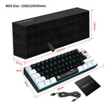 HXSJ V700WB 유선 RGB 백라이트 멤브레인 키보드 61키 캡, 케이블 길이: 1.7m, V700WB