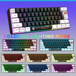 HXSJ V700WB 유선 RGB 백라이트 멤브레인 키보드 61키 캡, 케이블 길이: 1.7m, V700WB