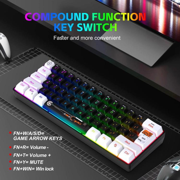 HXSJ V700WB 유선 RGB 백라이트 멤브레인 키보드 61키 캡, 케이블 길이: 1.7m, V700WB