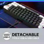 HXSJ V700WB 유선 RGB 백라이트 멤브레인 키보드 61키 캡, 케이블 길이: 1.7m, V700WB