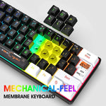 HXSJ V700WB 유선 RGB 백라이트 멤브레인 키보드 61키 캡, 케이블 길이: 1.7m, V700WB