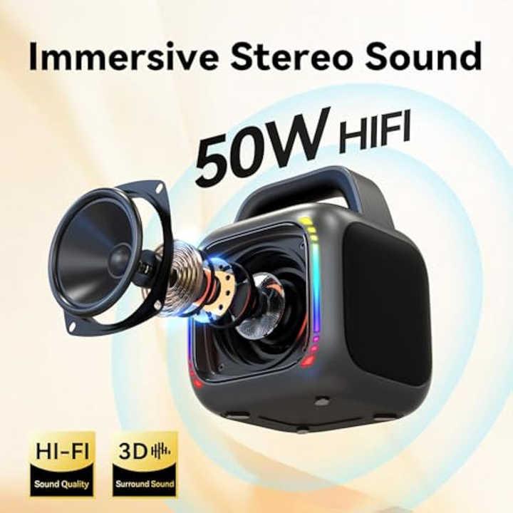 MS6K 휴대용 RGB 화려한 블루투스 스피커 야외용 노래방 서브우퍼, 마이크 없음, 듀얼 마이크