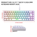 HXSJ V200 러시아어 버전 유선 RGB 백라이트 기계식 키보드 68키 캡, 케이블 길이: 1.7m, V200 러시아어 버전 화이트