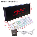 HXSJ V200 러시아어 버전 유선 RGB 백라이트 기계식 키보드 68키 캡, 케이블 길이: 1.7m, V200 러시아어 버전 화이트