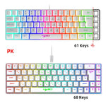 HXSJ V200 러시아어 버전 유선 RGB 백라이트 기계식 키보드 68키 캡, 케이블 길이: 1.7m, V200 러시아어 버전 화이트