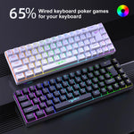 HXSJ V200 러시아어 버전 유선 RGB 백라이트 기계식 키보드 68키 캡, 케이블 길이: 1.7m, V200 러시아어 버전 화이트