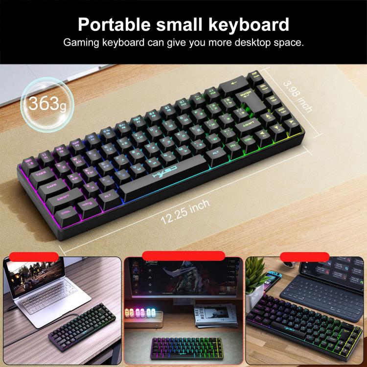 HXSJ V200 러시아어 버전 유선 RGB 백라이트 기계식 키보드 68키 캡, 케이블 길이: 1.7m, V200 러시아어 버전 화이트